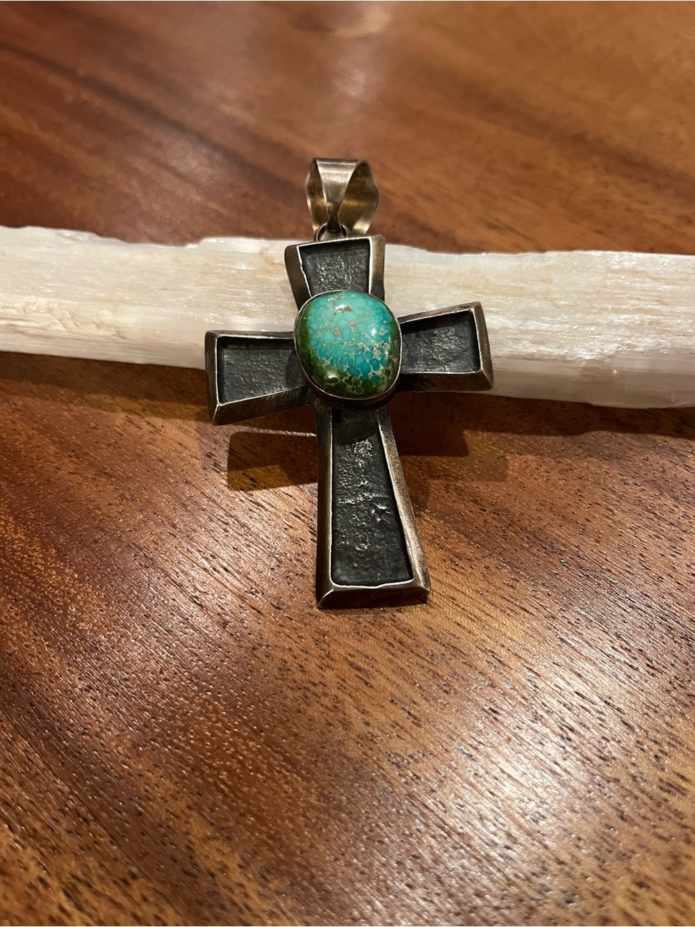 Chimney Butte Sterling Silver Cross Pendant with Turquoise Stone